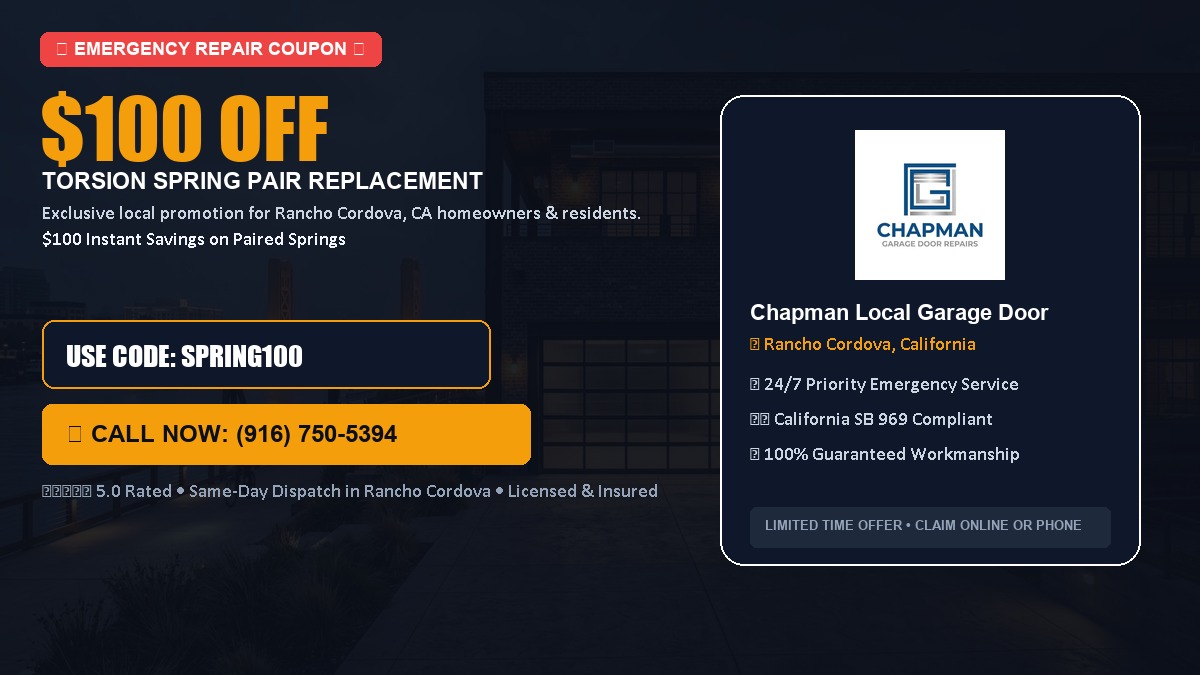 $100 OFF Heavy-Duty Torsion Spring Pair Replacement in Rancho Cordova, CA