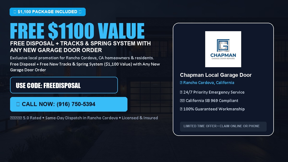 Free Disposal + Free New Tracks & Spring System with Any New Garage Door Order ($1100 Value) in Rancho Cordova, CA